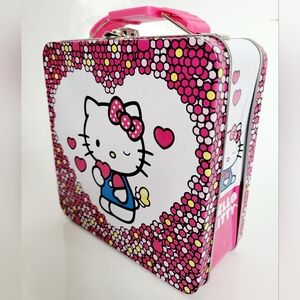 Hello Kitty Sanrio Tin Carry All Metal Lunchbox Case Pink/White 5.75×2.5×5.75